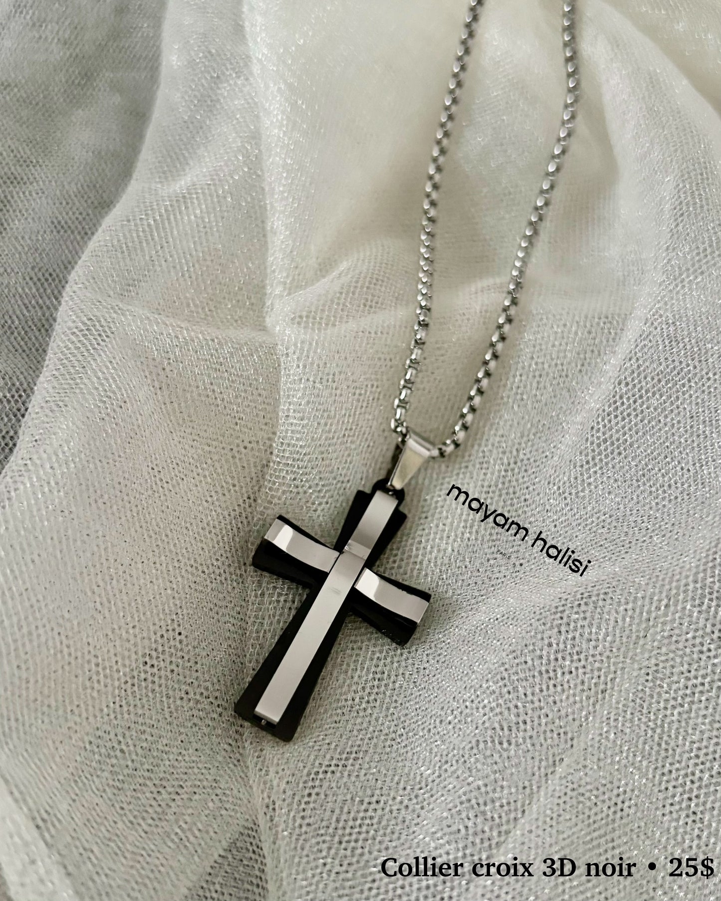 Collier croix 3D