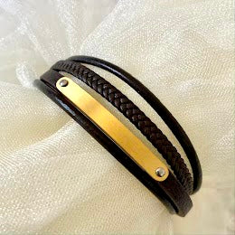 Bracelet cuir doré