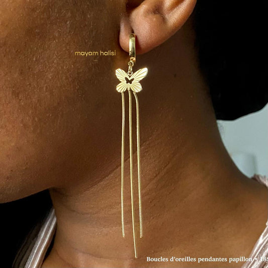 Boucles d’oreilles pendantes papillon